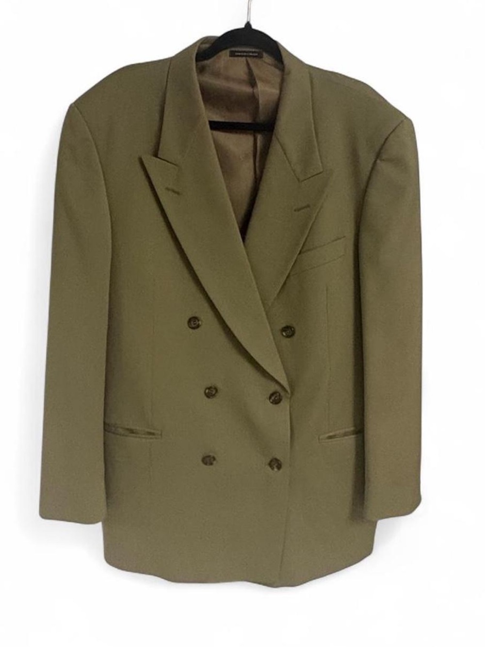 Vintage Yves Saint Laurent Olive Green Double-Breasted Blazer 100% Wool